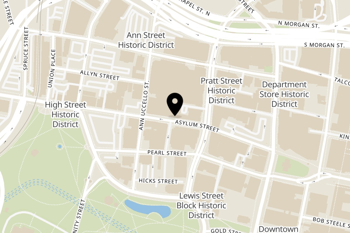 Map showing the location of PhoGo Express on 188 Asylum St in Hartford
